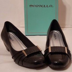 WOMANS MARBELLA BLACK DRESS SHOES.  SIZE 8 VERY GOOD CONITION.